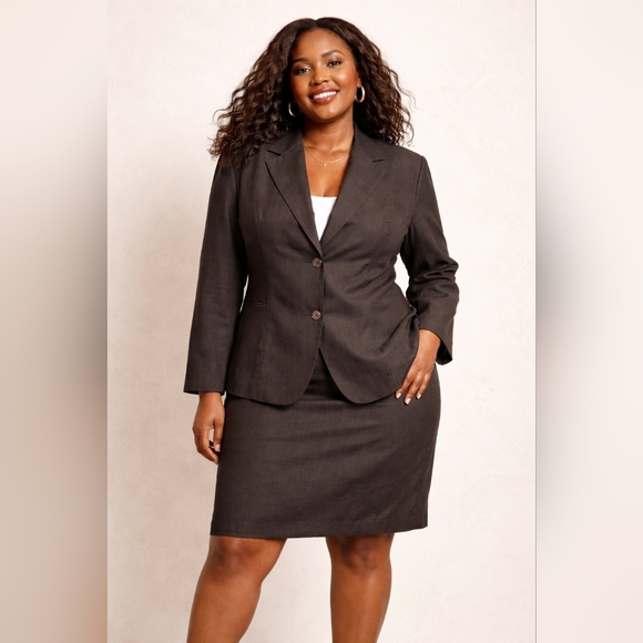 Context Woman Brown Linen Blend 2PC Suit | Size 18W | NWT - Picture 10 of 14